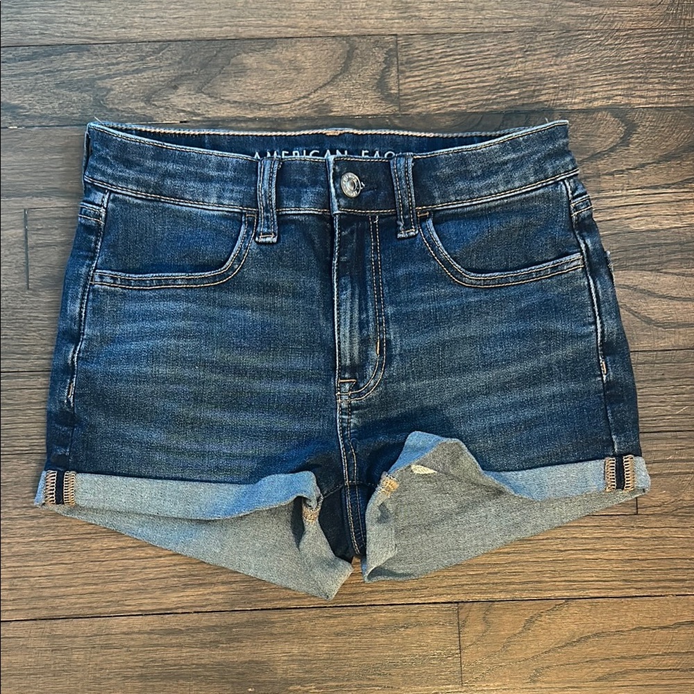 American Eagle Outfitters Blue Jean Shorts with Cuffed Hem